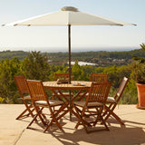 Ashby 6 Seater Round Wooden Dining Set and Cream Parasol - 130cm - Laura James 