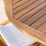 Ashby 6 Seater Round Wooden Garden Dining Set and Cream Parasol - 130cm - Laura James
