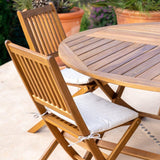 Ashby 6 Seater Round Wooden Garden Dining Set and Cream Parasol - 130cm - Laura James