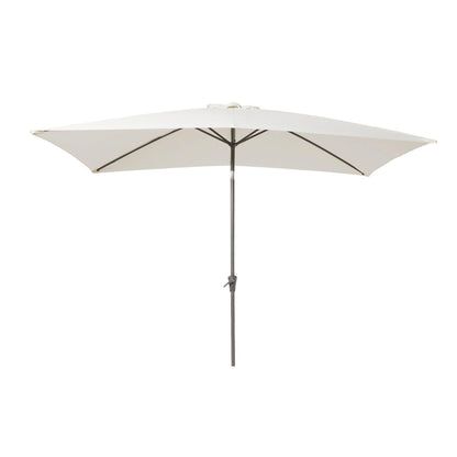 Ashby 4 Seater Round Wooden Garden Dining Set with Cream LED Premium Parasol  - 100cm