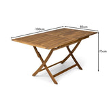 Ashby 6 Seater Wooden Rectangular Folding Dining Table - 150cm