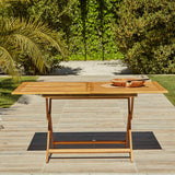 Ashby 6 Seater Wooden Rectangular Garden Dining Set with Cream LED Premium Parasol - 150cm - Laura James