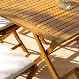 Ashby 6 Seater Wooden Rectangular Garden Dining Set with Cream Parasol- 150cm - Laura James
