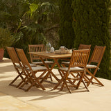 Ashby 6 Seater Wooden Rectangular Garden Dining Set with Grey LED Premium Parasol - 150cm - Laura James