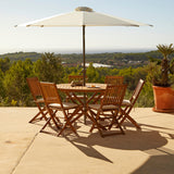 Ashby 6 Seater Round Wooden Dining Set and Cream Parasol - 130cm - Laura James