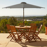 Ashby 6 Seater Wooden Round Garden Dining Set with Premium Grey LED Parasol - 130cm - Laura James