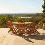 Ashby 8 Seater Wooden Round Garden Dining Set with Grey Parasol - 160cm - Laura James