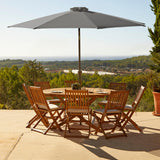 Ashby 8 Seater Wooden Round Garden Dining Set with Grey Parasol - 160cm - Laura James