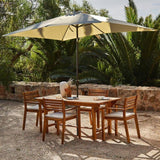 Aspen 4 Seater Wooden Extendable Garden Dining Set with Cushions - Cream Parasol - Laura James
