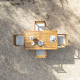 Aspen 4 Seater Wooden Extendable Garden Dining Set with Cushions - Premium Cream LED Parasol