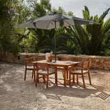 Aspen 4 Seater Wooden Extendable Garden Dining Set with Cushions - Premium Grey LED Parasol - Laura James