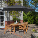 Aspen Table 4 - 8 Seater Dining Set with Premium LED Cream Parasol - 140-200cm