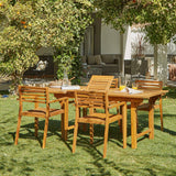 Aspen 4 Seater Wooden Garden Dining Set with Grey LED Premium Parasol  - 140cm to 200cm