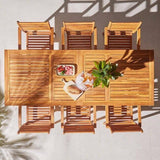 Aspen 6 Seater Wooden Extendable Garden Dining Set with Cream Premium LED Parasol - 160-240cm - Laura James