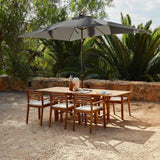 Aspen 6 Seater Wooden Extendable Garden Dining Set with Grey Parasol - 160-240cm - Laura James