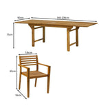 Aspen 8 Seater Wooden Extendable Garden Dining Set - Grey Parasol