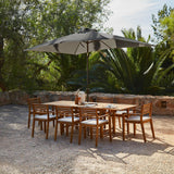 Aspen 8 Seater Wooden Extendable Garden Dining Set with Cushions - Premium Grey LED Parasol - Laura James