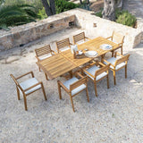 Aspen 8 Seater Wooden Extendable Garden Dining Set with Cushions - Premium Grey LED Parasol - Laura James