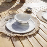 Aspen 6 Seater Wooden Extendable Garden Dining Set with Cream LED Premium Parasol  - 160cm to 240cm