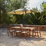 Aspen 8 Seater Wooden Garden Dining Set with Cushions & Cream Parasol - 160-240cm - Laura James
