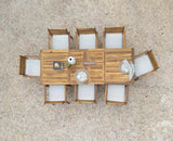 Aspen 8 Seater Wooden Garden Dining Set with Cushions & Cream Parasol - 160-240cm - Laura James