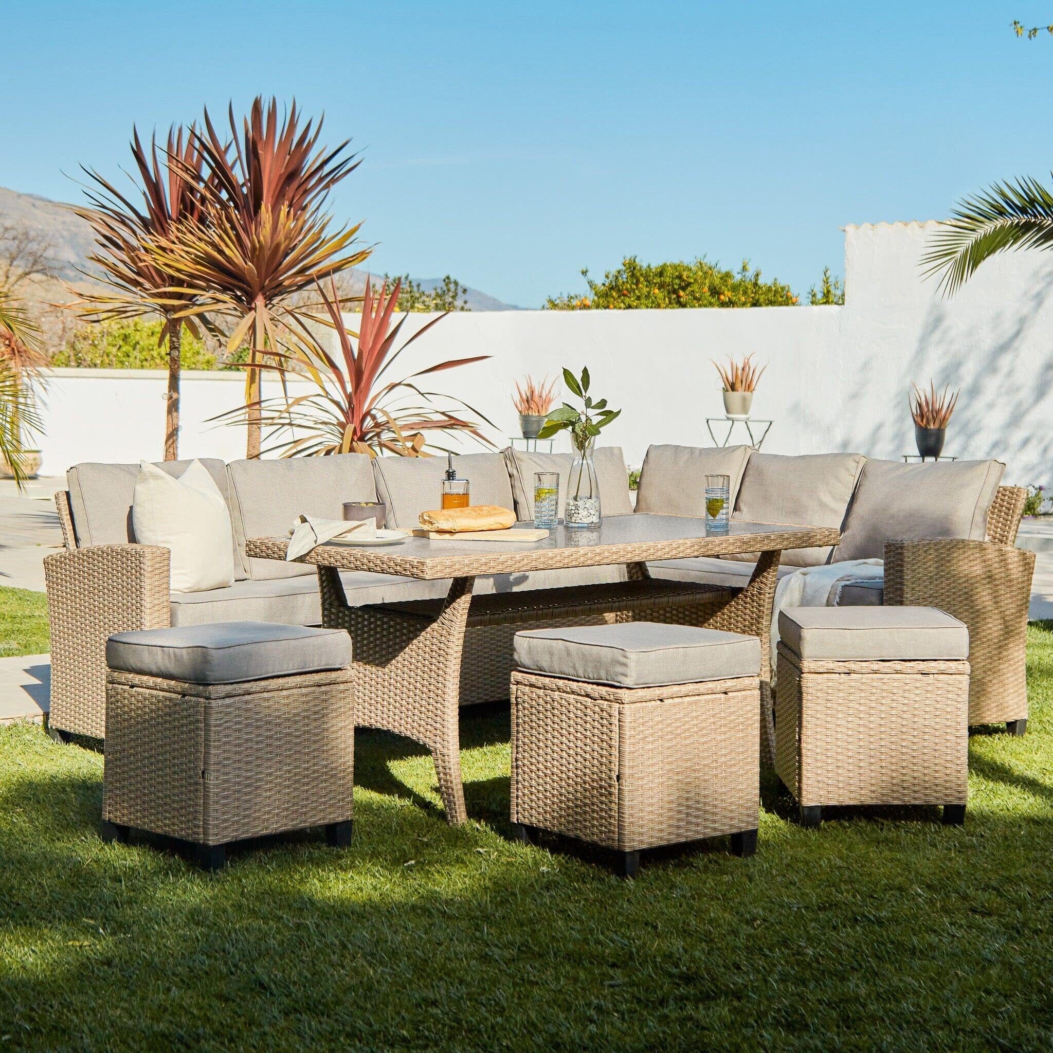 Outlet Aston Seater Rattan Corner Sofa Set Brown Laura James