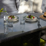 Aston 9 Seater Rattan Corner Sofa Set with Grey LED Premium Cantilever Parasol - Grey