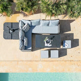 Aston rattan corner sofa set - grey lean over parasol - 9 seater - grey - Laura James