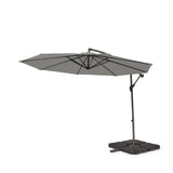 Aston rattan corner sofa set - grey lean over parasol - 9 seater - grey - Laura James