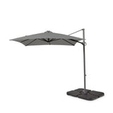 Aston Rattan Corner Sofa Set - Grey LED Cantilever Parasol - 9 Seater - Grey - Laura James