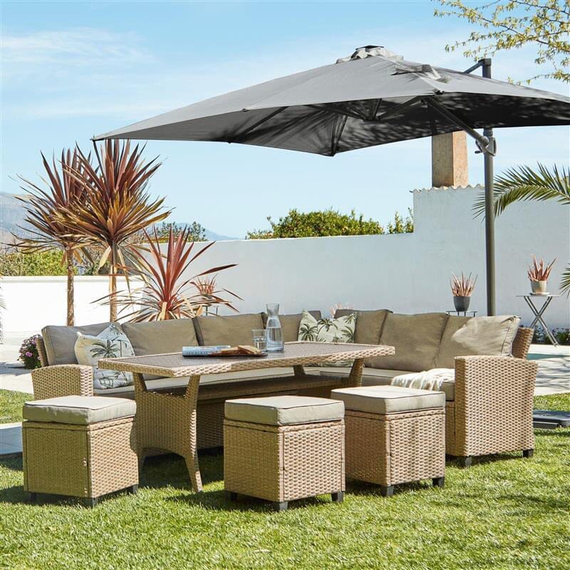 Aston Garden Sofa Set Natural Brown Grey Parasol Laura James