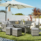 Aston Sofa Dining Set Sofa Set Grey Polywood with Cream Parasol - Laura James