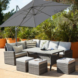 Aston Sofa Dining Set Sofa Set Grey Polywood with Premium Grey Parasol - Laura James
