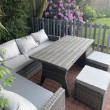 Aston Sofa Dining Set Sofa Set Grey Polywood with Premium Grey Parasol - Laura James