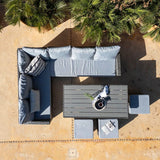Aston Sofa Dining Set Sofa Set Grey Polywood with Premium Grey Parasol - Laura James