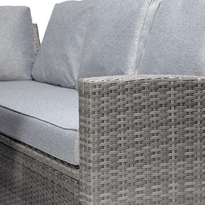 Aston Rattan Corner Sofa Set - 9 Seater - Grey