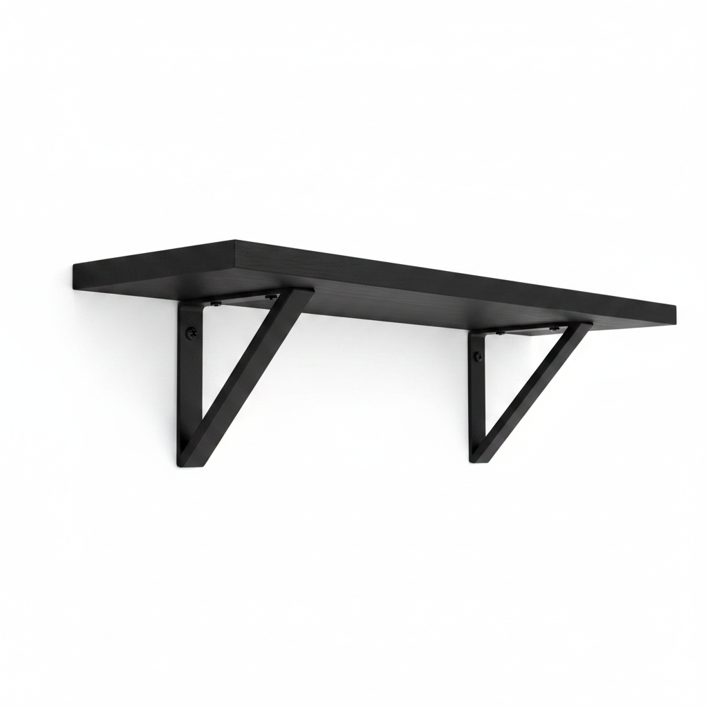 Atlas 75cm Mango Wood Wall Shelf - Jet Black - Laura James