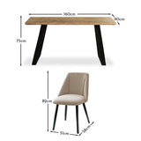 Atlas Chalked Mango Wood Dining Table Set - 6 Seater - Freya Sand Dining Chairs - Black Oak Legs - Laura James 