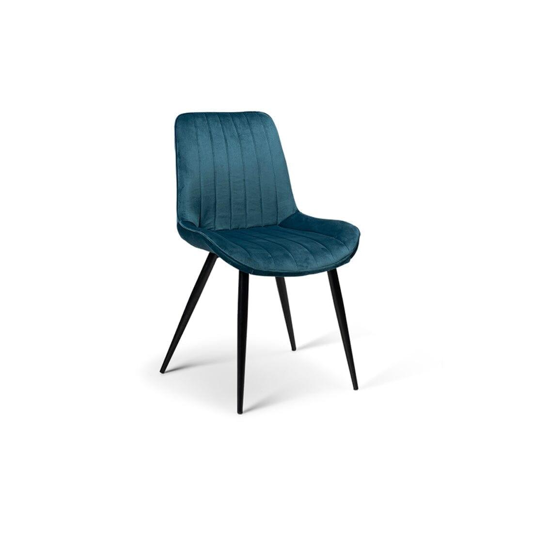 Atlas Glass Table - 6 Seater - Bella Teal Dining Chairs with Black Legs - Laura James