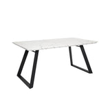 Atlas 160cm White Marble Veneer Dining Table Set - 6 Seater - Luca Dining Chairs - Light Beige - Laura James