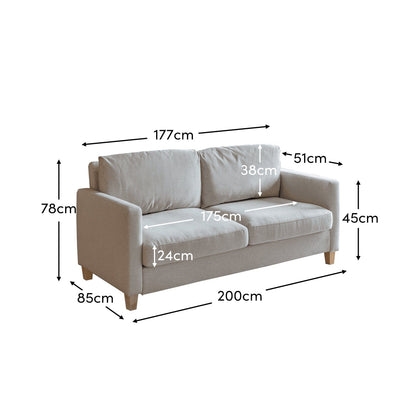 Ava 3 Seater Beige Sofa - Laura James