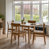 Charlie Oak Dining Table Set  - Extendable - 4 Seater - Faye Woven Oak Dining Chairs