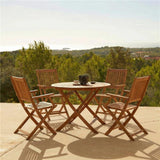 Ashby 4 Seater Round Wooden Garden Armchair Dining Set With Grey Parasol - 100cm - Laura James