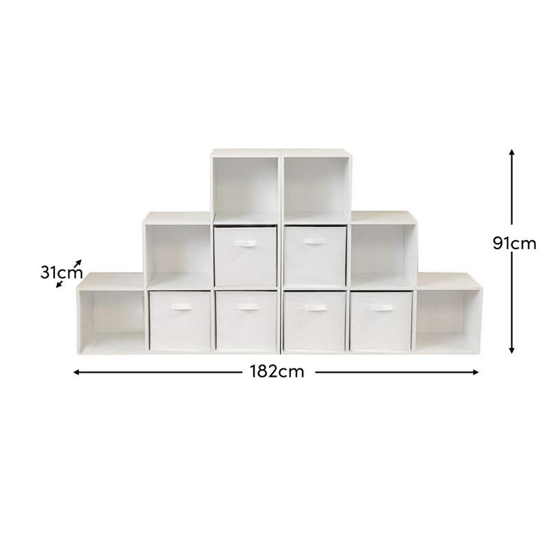 12 Cube Bookcase Ladder Storage Unit - White - Two 6 Cube Units (White Basket) - Laura James