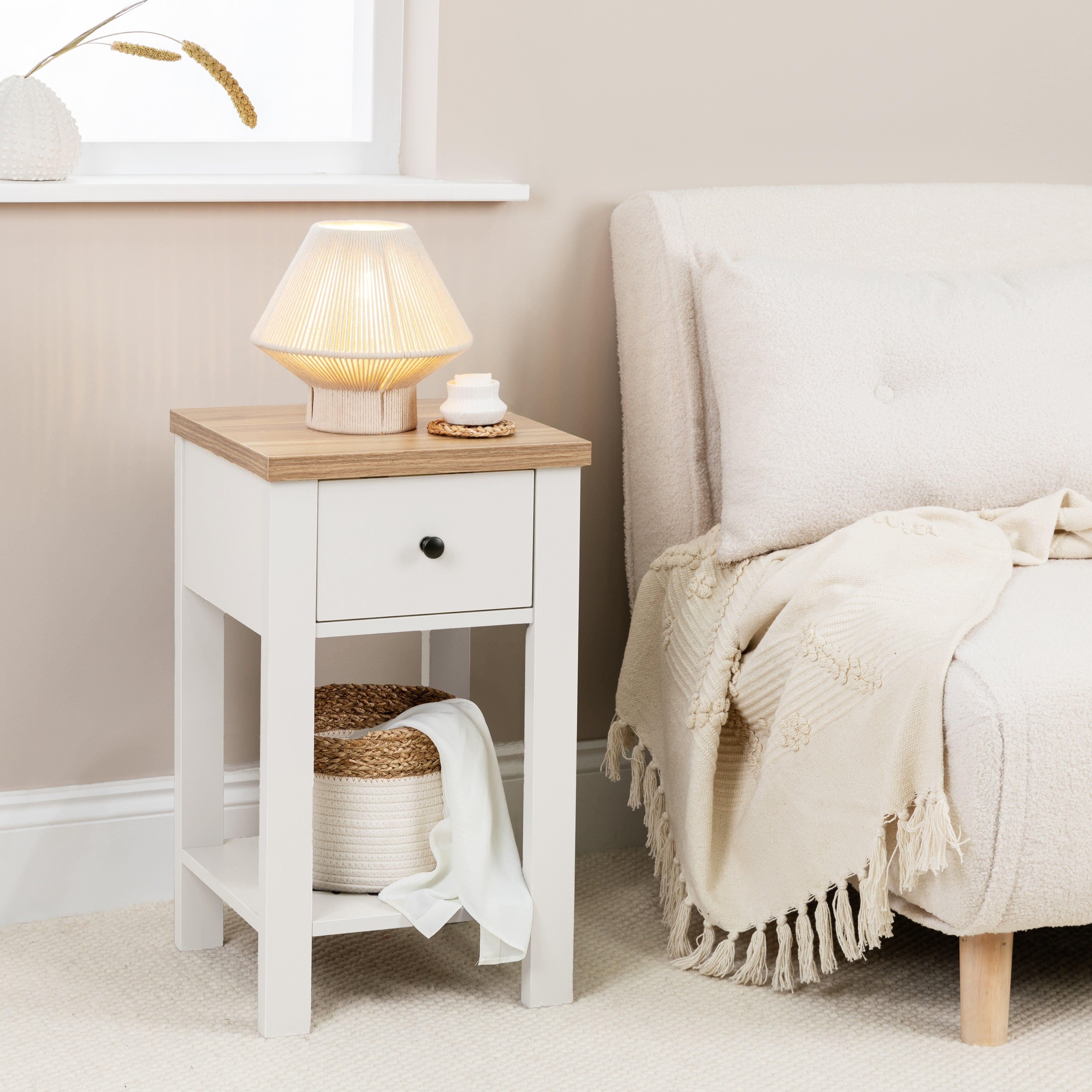 Bampton Alabaster White 1 Drawer Bedside Table Laura James