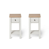 Bampton White 1 Drawer Bedside Table Set of 2 - Laura James