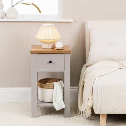 Bampton 1 Drawer Bedside Table - Grey - Set of 2