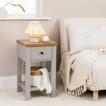 Bampton 1 Drawer Bedside Table - Grey - Set of 2