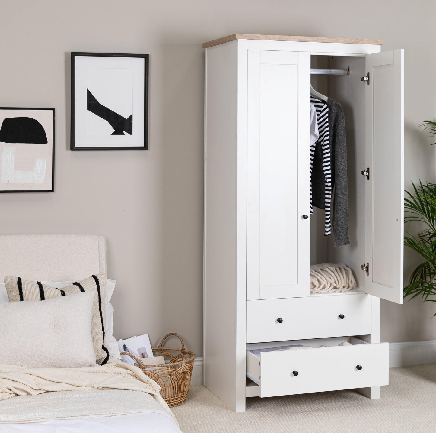Bampton Double Wardrobe - White