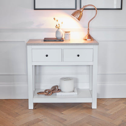 Bampton White 2 Drawer Console Table